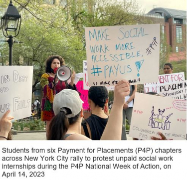 Photo of students protesting unpaid internships